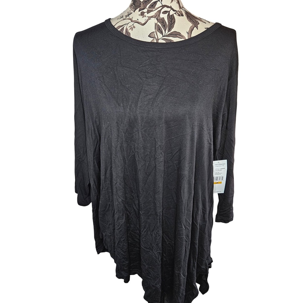 Karen Kane Asymmetrical Top Womens 3X Boho Chic‎ Hem Black 1L94696W NEW